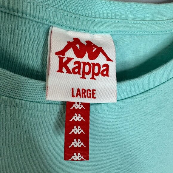 Kappa Mens Crew Neck Logo T-Shirts Short Sleeve Aqua blue - Picture 6 of 7